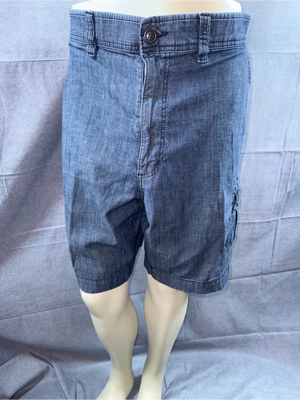 2971-The Foundry Supply Co. Men's Denim-Style Cargo Shorts in Blue